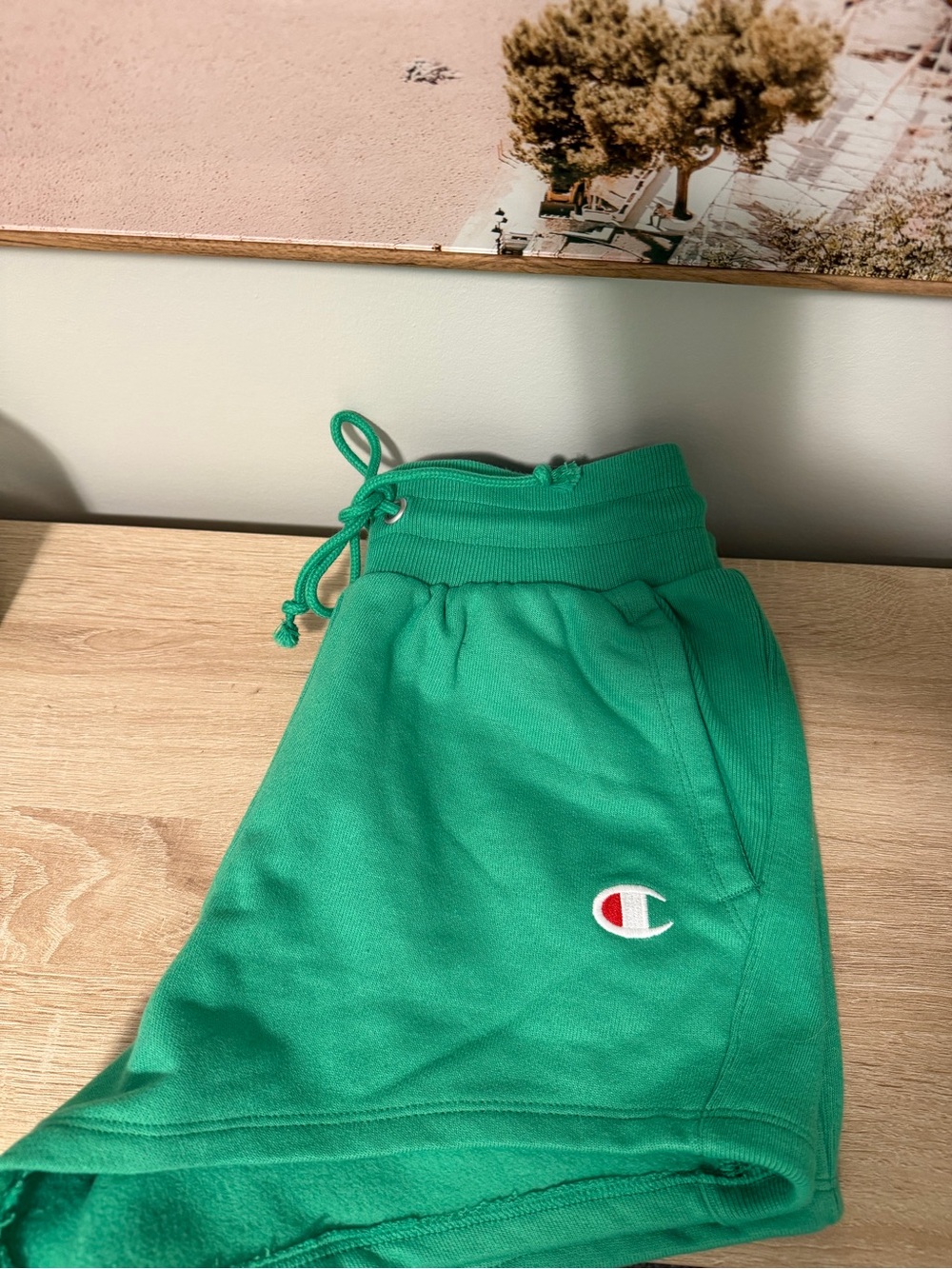 Green champion fleece shorts